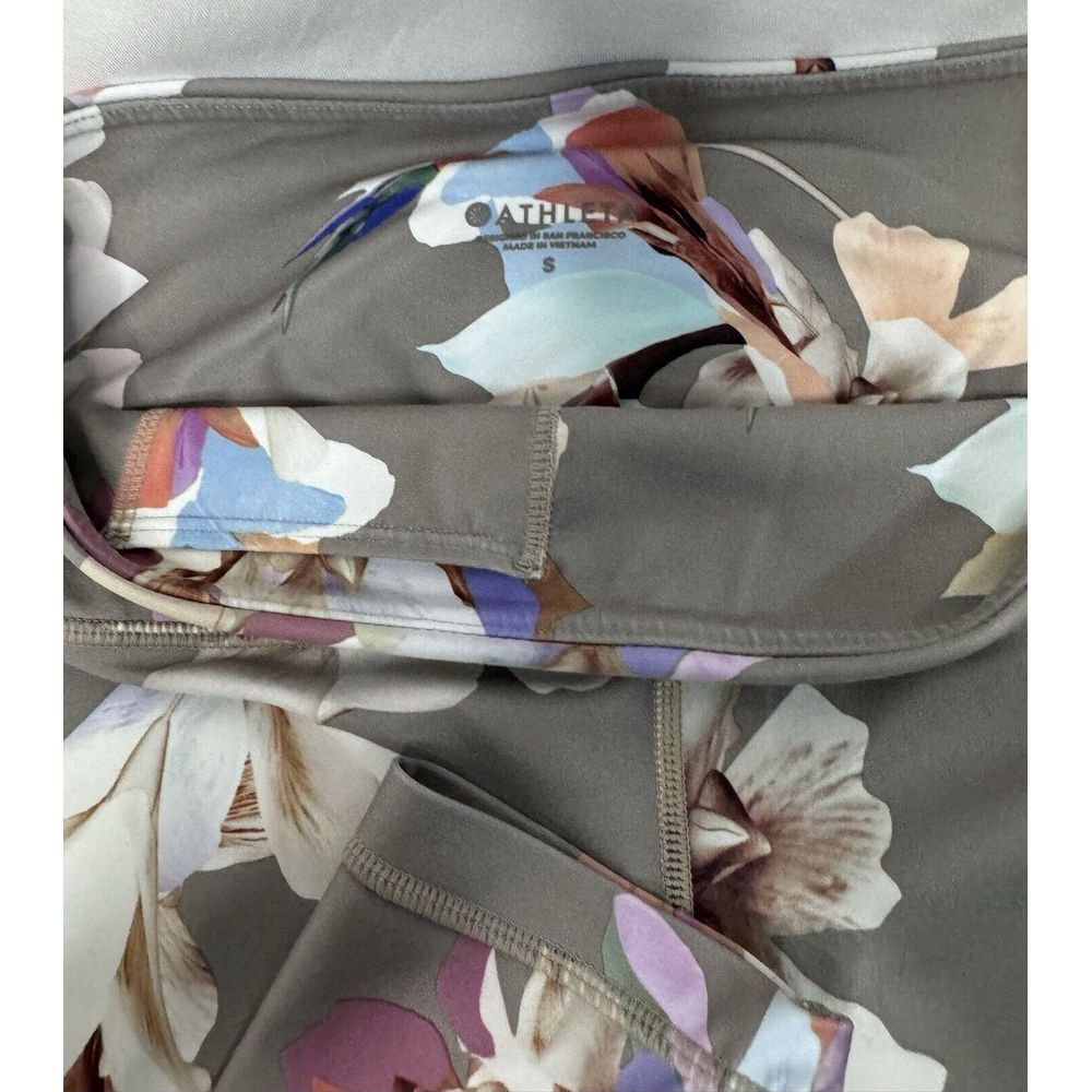 Lot of 2 - Athleta Womens Small Gray & Floral Stretch Leggings 7/8ths - Picture 4 of 11